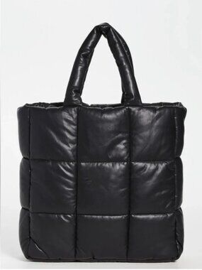 STAND STUDIO Assante Puffy Quilted Tote Bag Black Designer Handbag